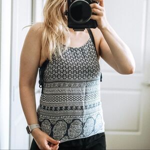 Roxy Women's Keep Me Woven Tie Side Camisole Navy Patterned Top Size Small